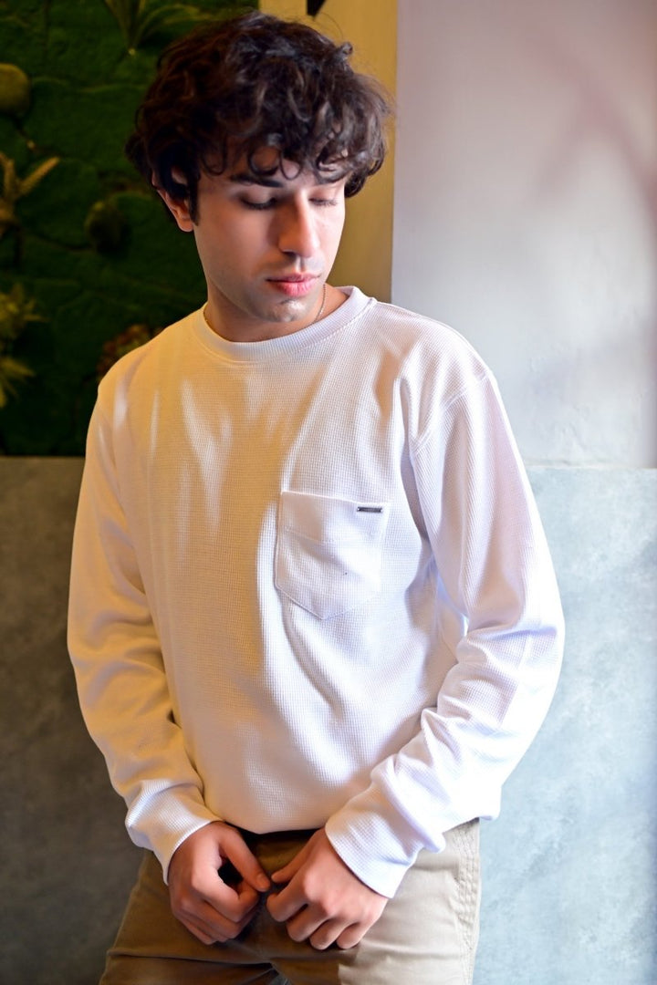 Regular Pullover Sweatshirt (White) - Andaaz Official