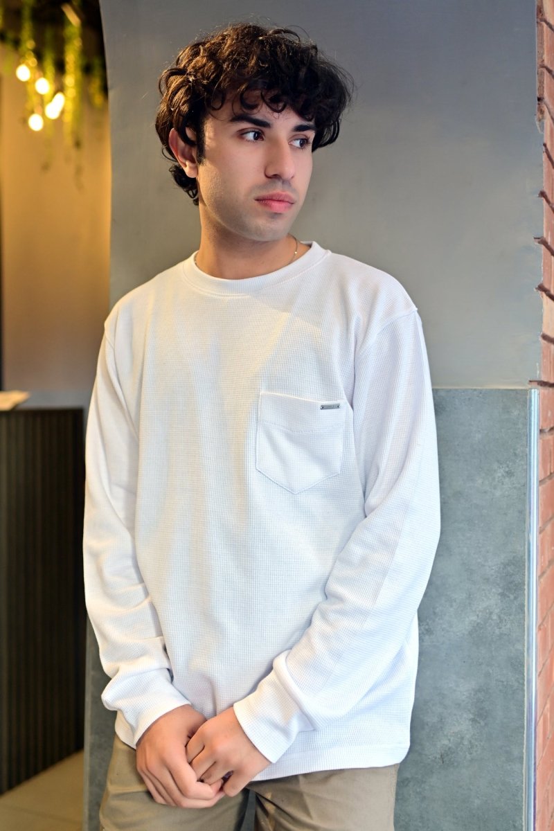 Regular Pullover Sweatshirt (White) - Andaaz Official