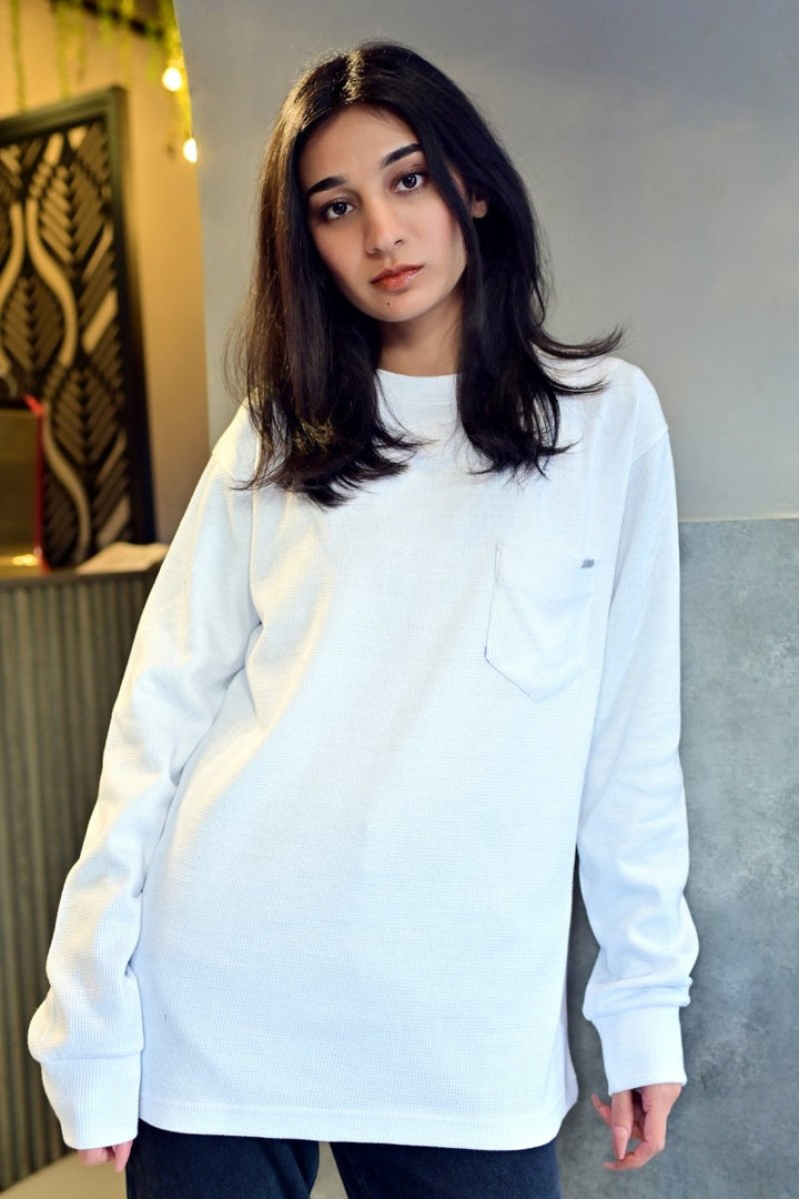 Regular Pullover Sweatshirt (White) - Andaaz Official